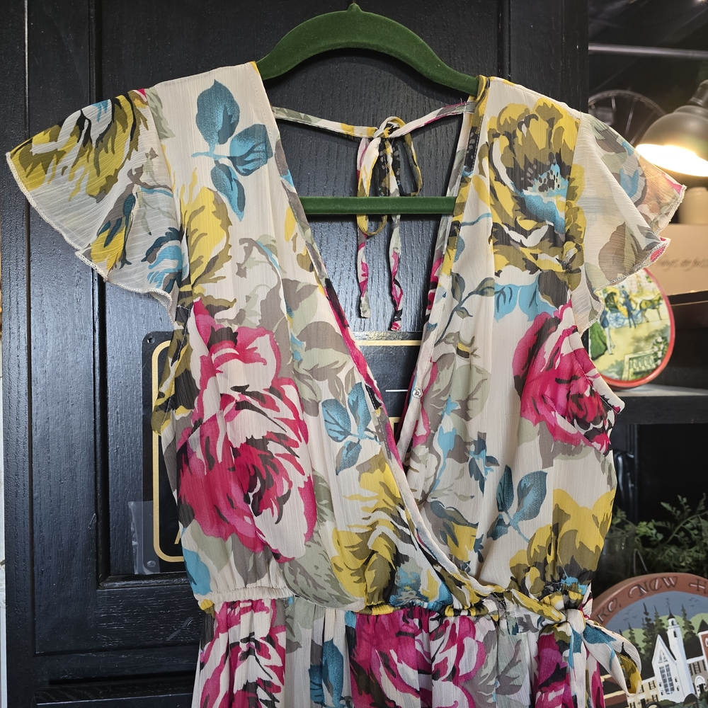 Band of Gypsies Floral Satin Maxi Dress